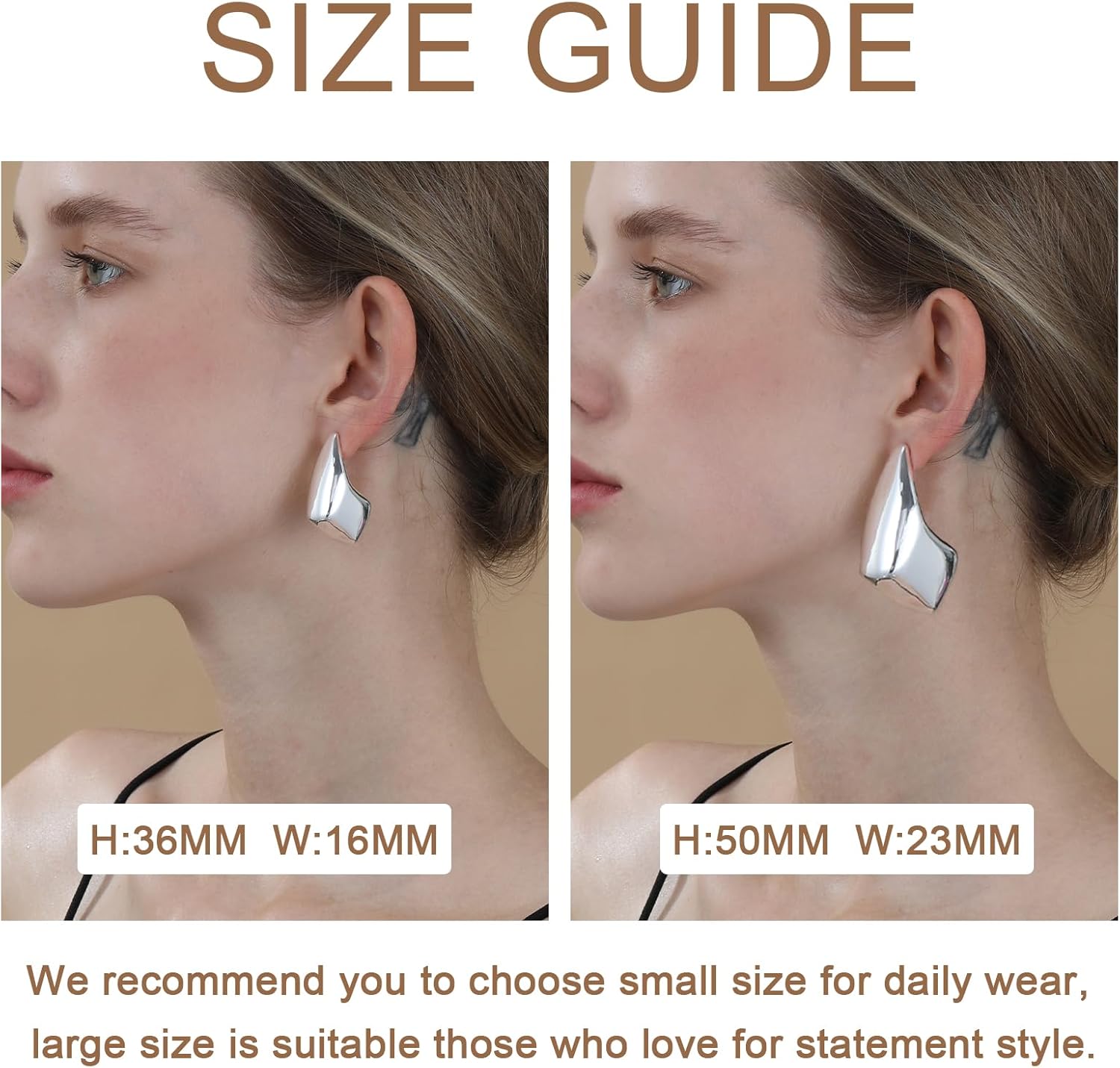 Apsvo Gold/Silver Chunky Earrings for Women, Gold Thick Hoop Earrings Statement Earring Lightweight Drop Dangle Earring Trendy Jewelry - Image 6