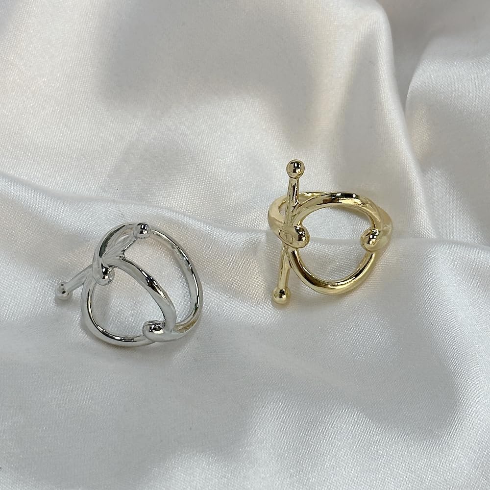 Small Geometric Silk Scarf Ring Brooch for Women Girls Fashion Chic Round Bar Shawl Scarves Buckle Wrap Clasp Clip Finger Ring Size 8 Dress Accessories Jewelry Gift image 4