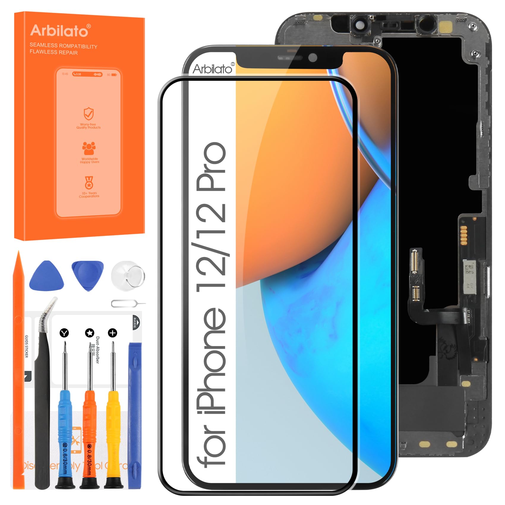 LCD Schermo per iPhone 12/12 PRO Touch Screen Digitizer Assemblaggio Completo, con Kit di Riparazione per iPhone 12/12 PRO Display LCD