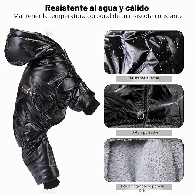 Foto 5 de 7 de PETCUTE Abrigo Impermeable para Perros Chaqueta cálida de Invierno,Chaqueta para Perros con Forro…