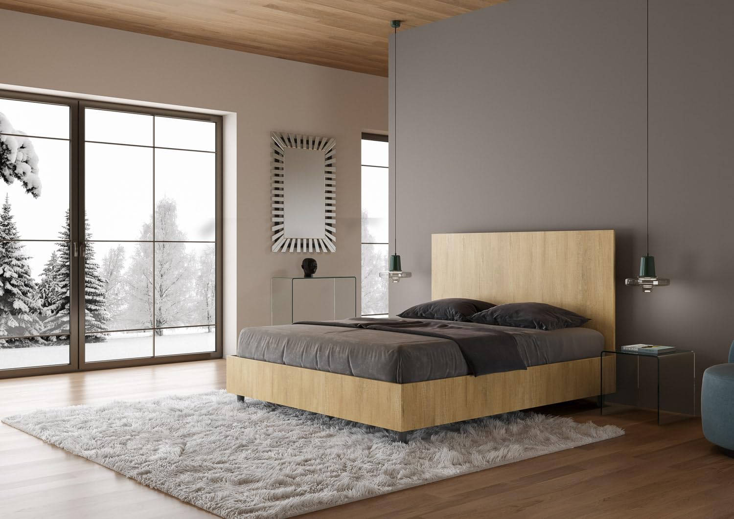 Letto matrimoniale contenitore 160x190 quercia
