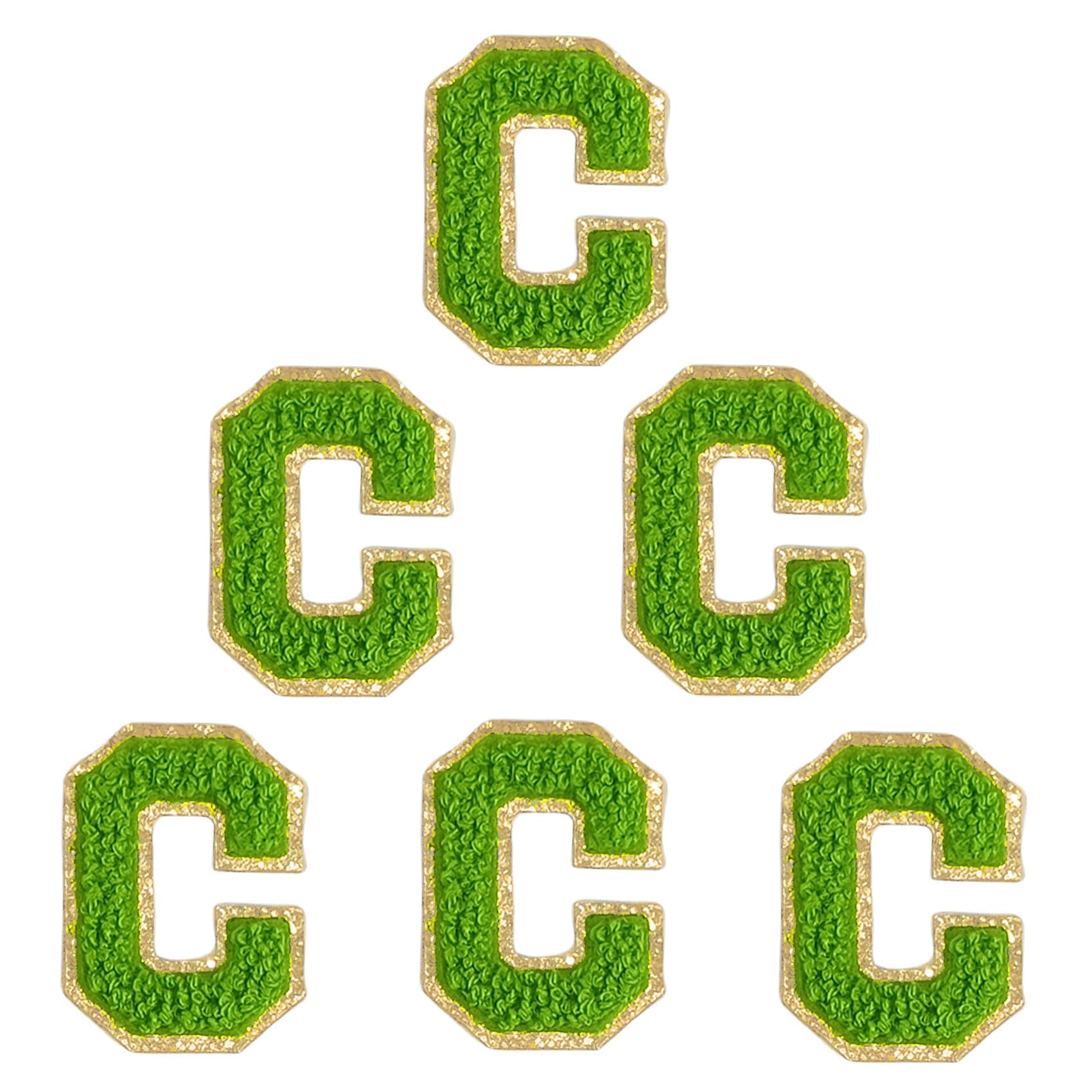 Aganmi 6Pcs Self Adhesive Chenille Letter Patches Preppy 2inch A-Z Varsity Letter Patches Sew On Embroidered Repair Patch for Clothes Hats Bags Letter