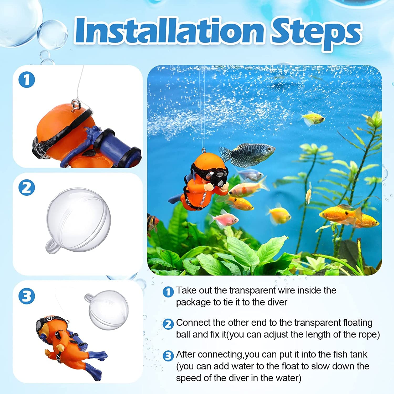Figuras de en miniatura, decoraciones de acuario de buceo | Conjunto de buceador de de paisajismo de acuario de resina - Decoración de figura de acción para Aquar Figuras de en miniatura, decoraciones de acuario de buceo | Conjunto de buceador de de paisajismo de acuario de resina - Decoración de figura de acción para Aquar
