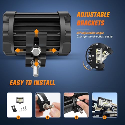 Vista 61 de Nilight - Cápsulas luces LED amarillo, 2 piezas 4 pulgadas, triple fila, 60 W, combo punto inundación, luz antiniebla conducción, arnés cableado 16