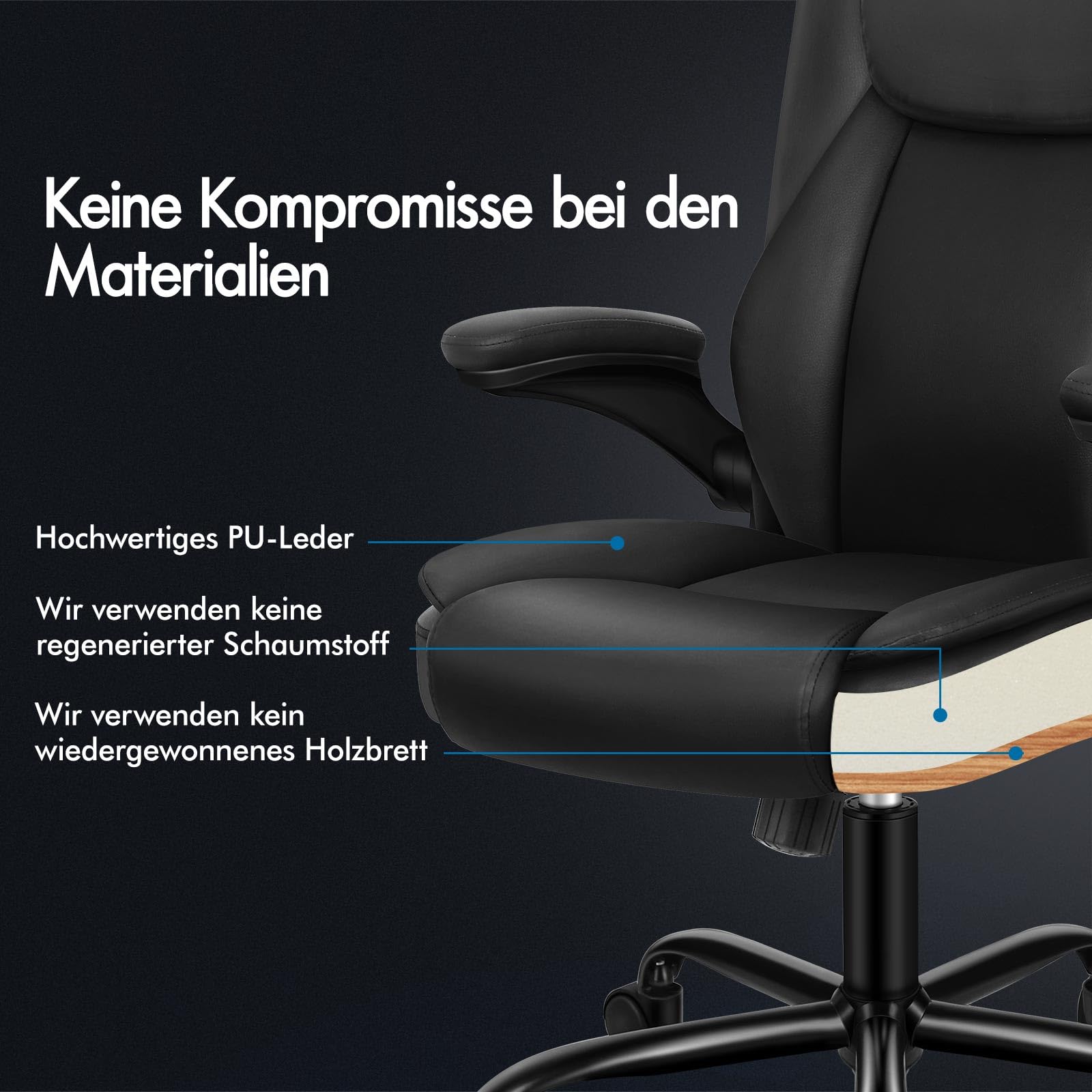 ALFORDSON Ergonomischer Bürostuhl Chefsessel Massage, höhenverstellbarer Schreibtischstuhl Armlehnen, Computerstuhl Wippfunktion 90°-135°, Drehstuhl mit Rollen,Besprechungsstuhl Pu Leder, Schwarz
