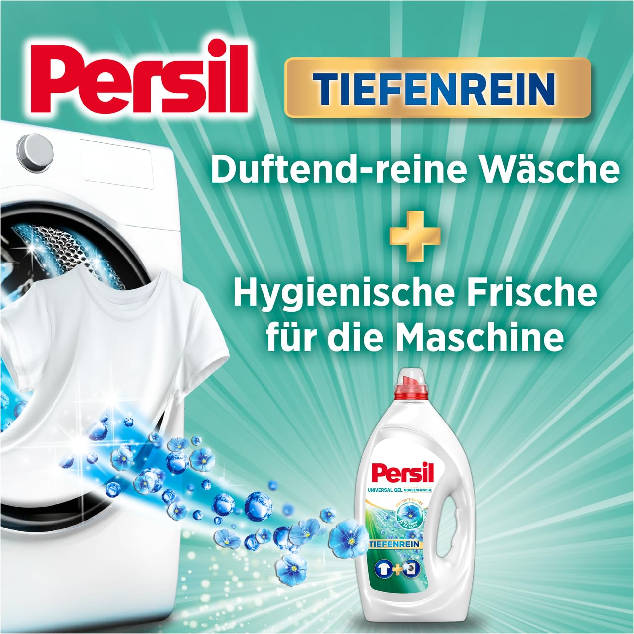 PERSIL Universal Pulver Morgenfrische 90 WL 4,95 kg + PERSIL Universal Kraft-Gel Morgenfrische 100 WL 4,5 L + Pulver Color 75 WL 4,5 kg – Waschmittel Kombination für weiße & bunte Wäsche