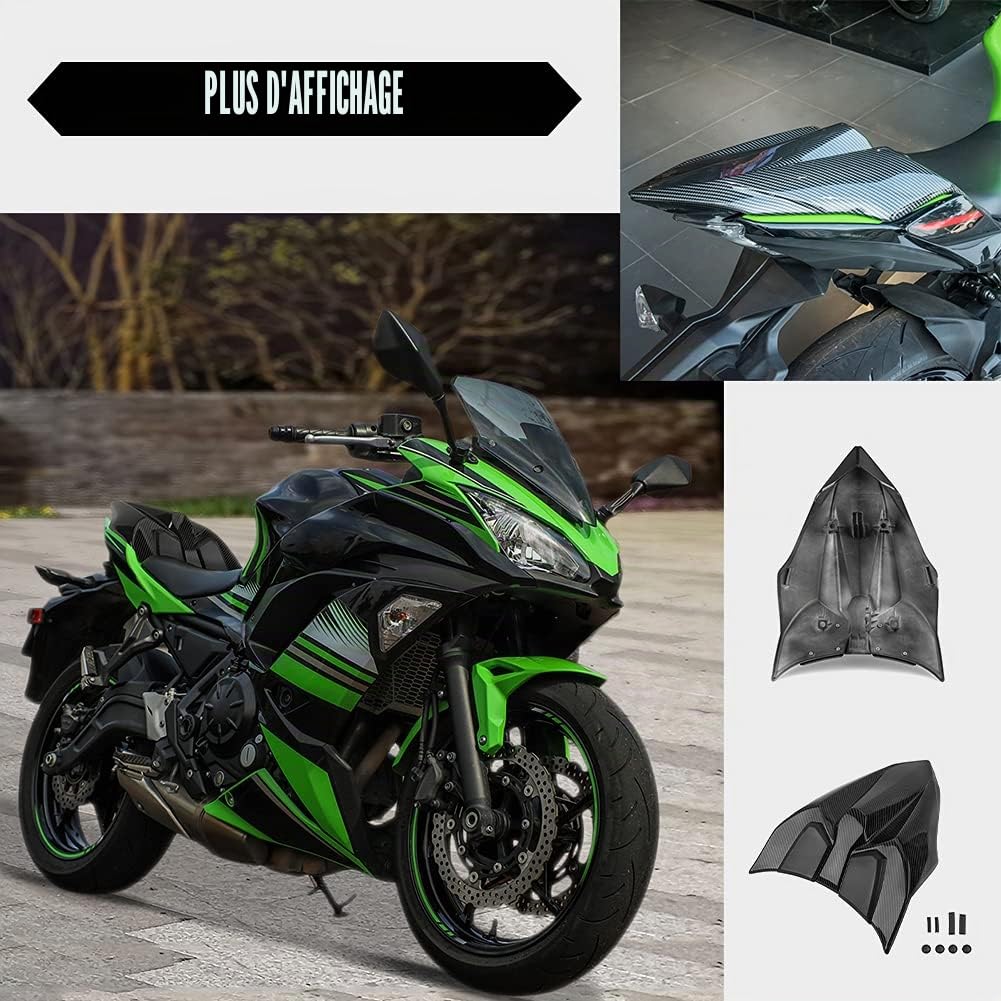Ninja 650 Z650 Accessoires Siège arrière Capot Cache de Protection Capot ABS Plastique Vert Noir Blanc Compatible avec K-awasaki NINJA650 Z 650 2017 2018 2019 2020 2021 2022 2023(noir mat)