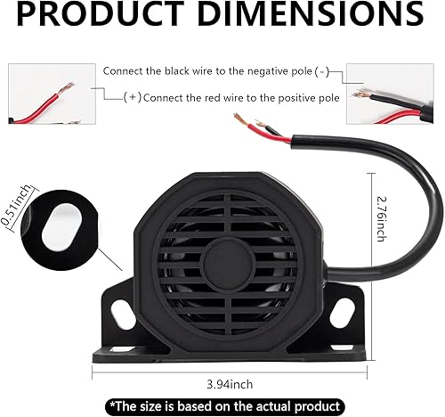 Miniatura 4 de Alarma de respaldo 110dB 12V-48V Alarmas universales de sirena industrial resistente reversa (paquete de 6)