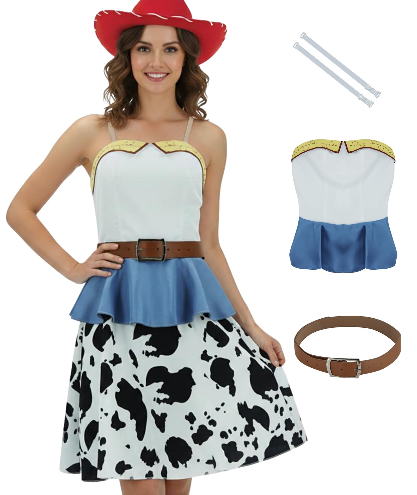 AYYOHON Western Cowboy Costume For Women Cowgirl Dress Adult Retro Skirt Halloween Fancy Dress 2XL