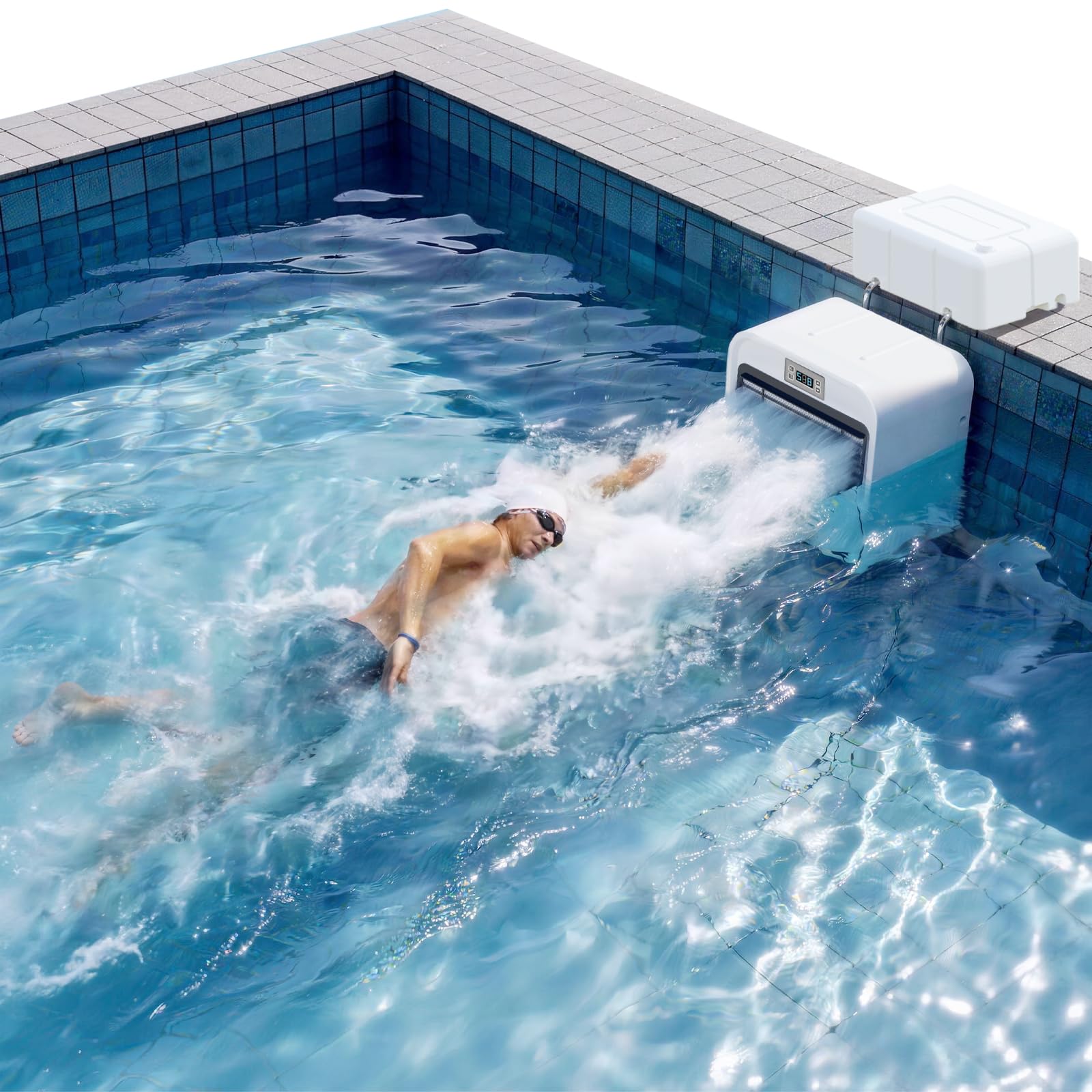 ECOPOOLTECH Nage à Contre-Courant pour Piscine enterrée, Appareil d’entraînement 30 V Basse Tension, Jet de nage réglable 9 Vitesses pour Fitness et Loisirs, R200