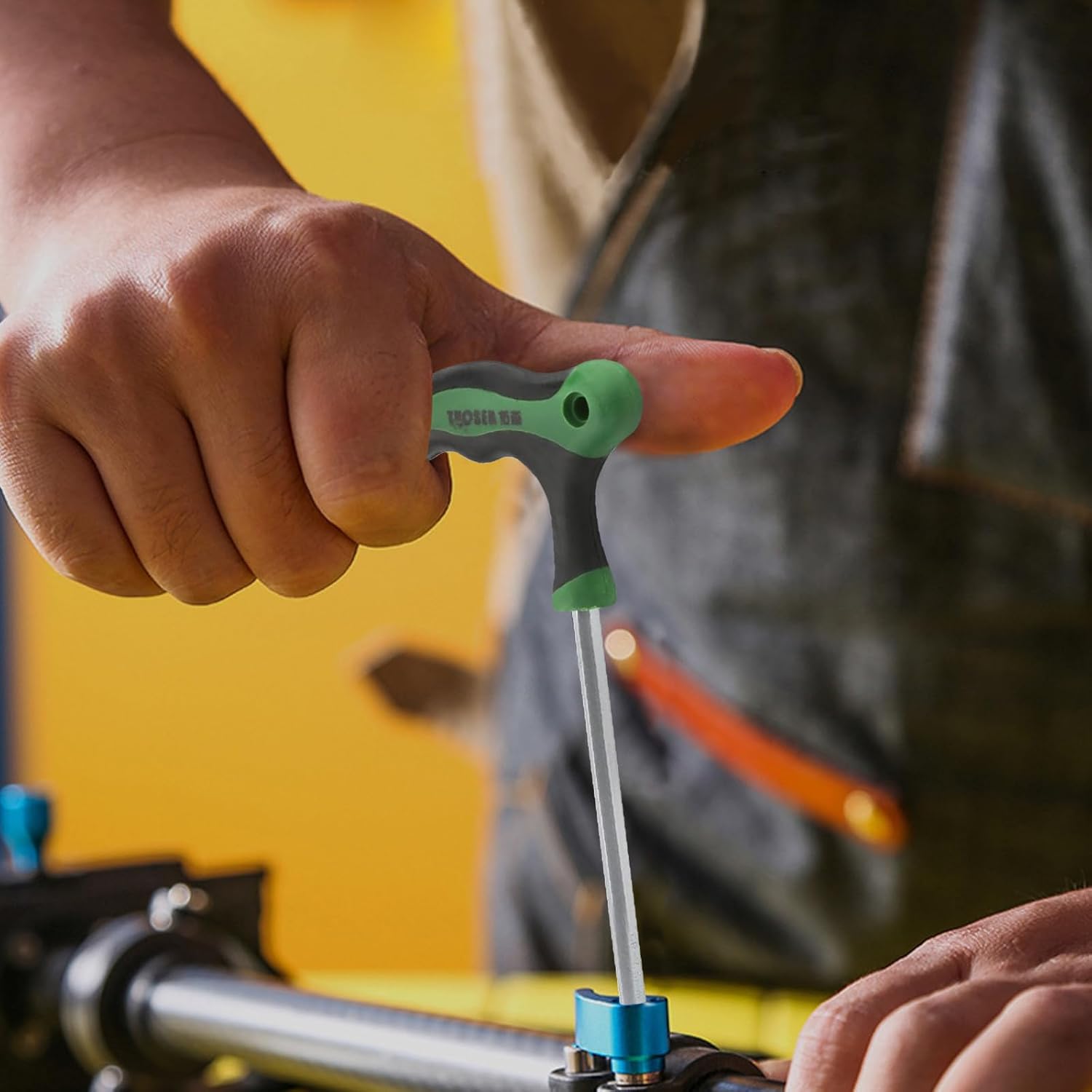 T-Handle Hex Keys Ball End Long Arm Metric Hexagon Allen Wrench Repair Kit Hand Tool for Home Automotive 45 Steel Green 6mm