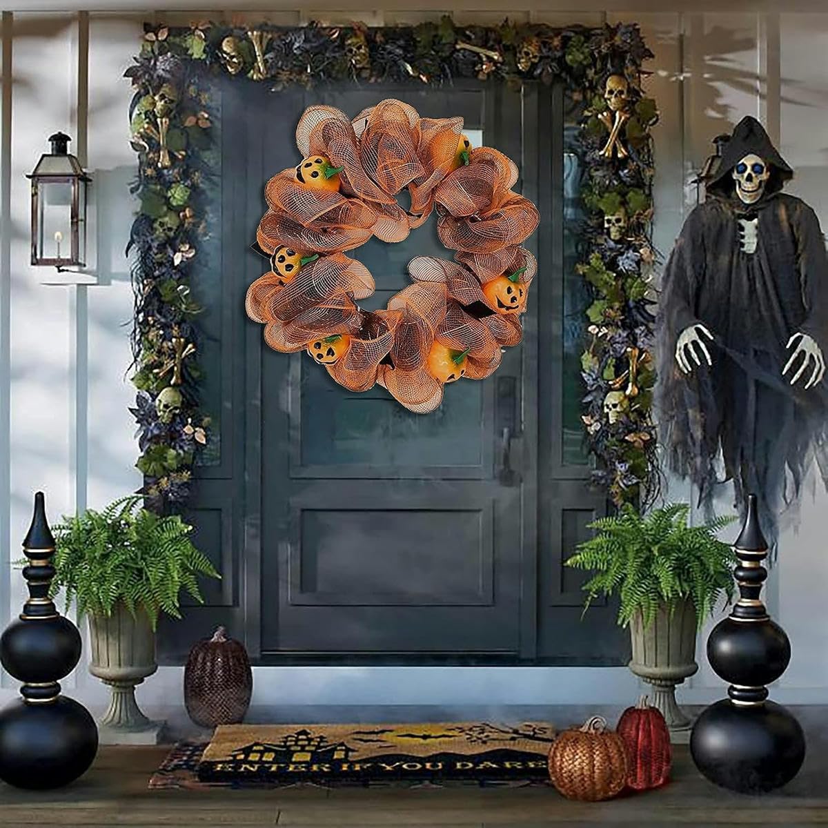 Ghirlanda di zucca da fattoria, ghirlanda artificiale, cartello di benvenuto, estate, primavera, autunno, autunno, decorazione per porta d'ingresso, ghirlanda di Natale, decorazione per esterni per po