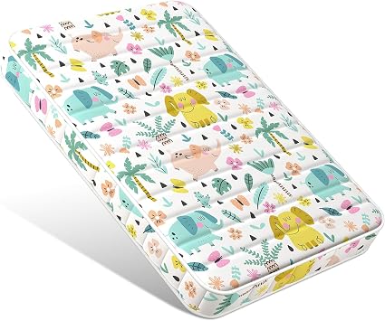 3 Inch Mini Toddler Mattress, 38" Lx26" W Portabel Mattress, Elephant