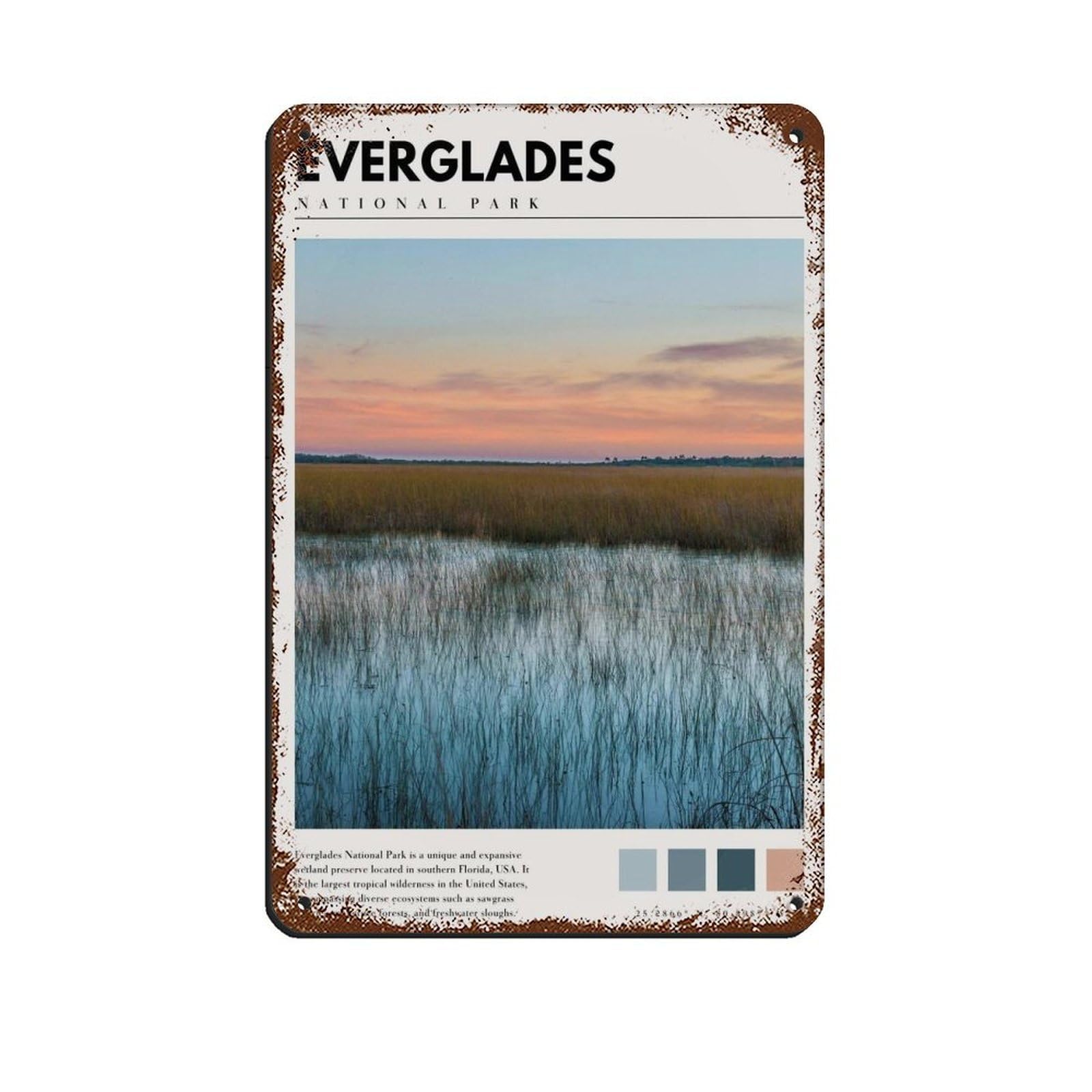 Everglades National Park Poster Tin Sign Vintage Metal Pub Club Cafe Bar Home Wall Art Decoration Poster Retro 8x12inch(20x30cm)