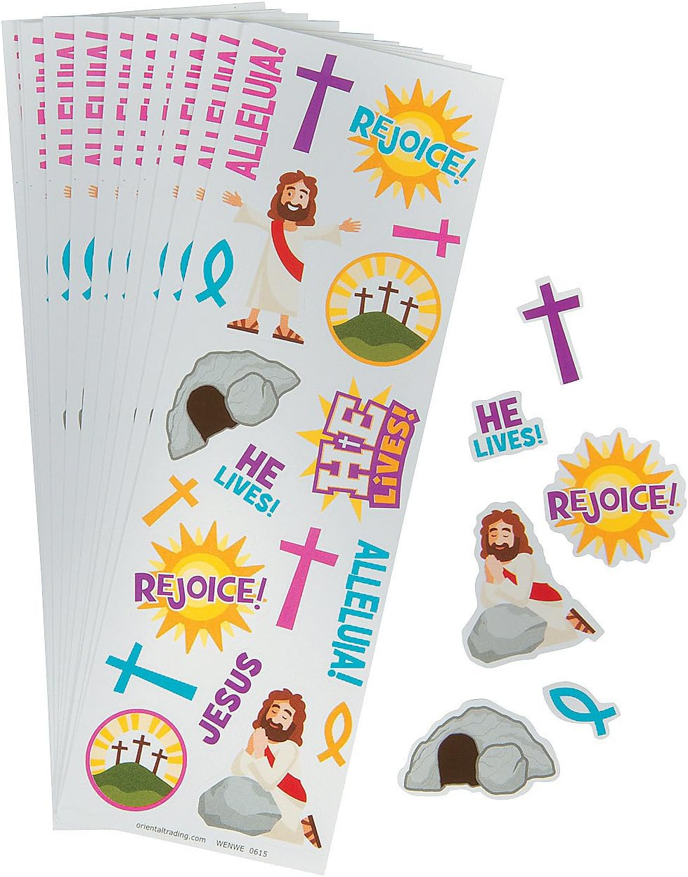 Fun Express Christian Stickers for Kids Classroom - 456 Jesus & Bible Verse Stickers Bulk Pack | 24 Sheets Religious Reward for Sunday School Supplies, Church Activities & Faith-Based Gifts