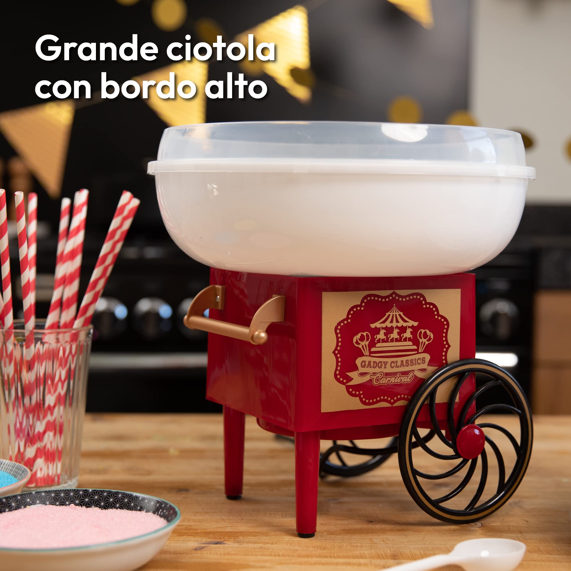 Gadgy Macchina Zucchero Filato - Macchina per Zucchero Filato Retro Candy Floss - Elettrodomestici Cucina - Per Feste di Compleanno - Cotton Candy Machine - Macchina Zucchero Filato