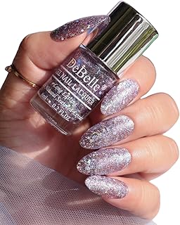 DeBelle Gel Nail Lacquer Tatiana Tassles(Clear Light Purple with Chunky Glitter) | Non UV - Gel Finish |Chip Resistant | Seaweed Enriched Formula| Long Lasting|Cruelty and Toxic Free| 6ml-picture-20