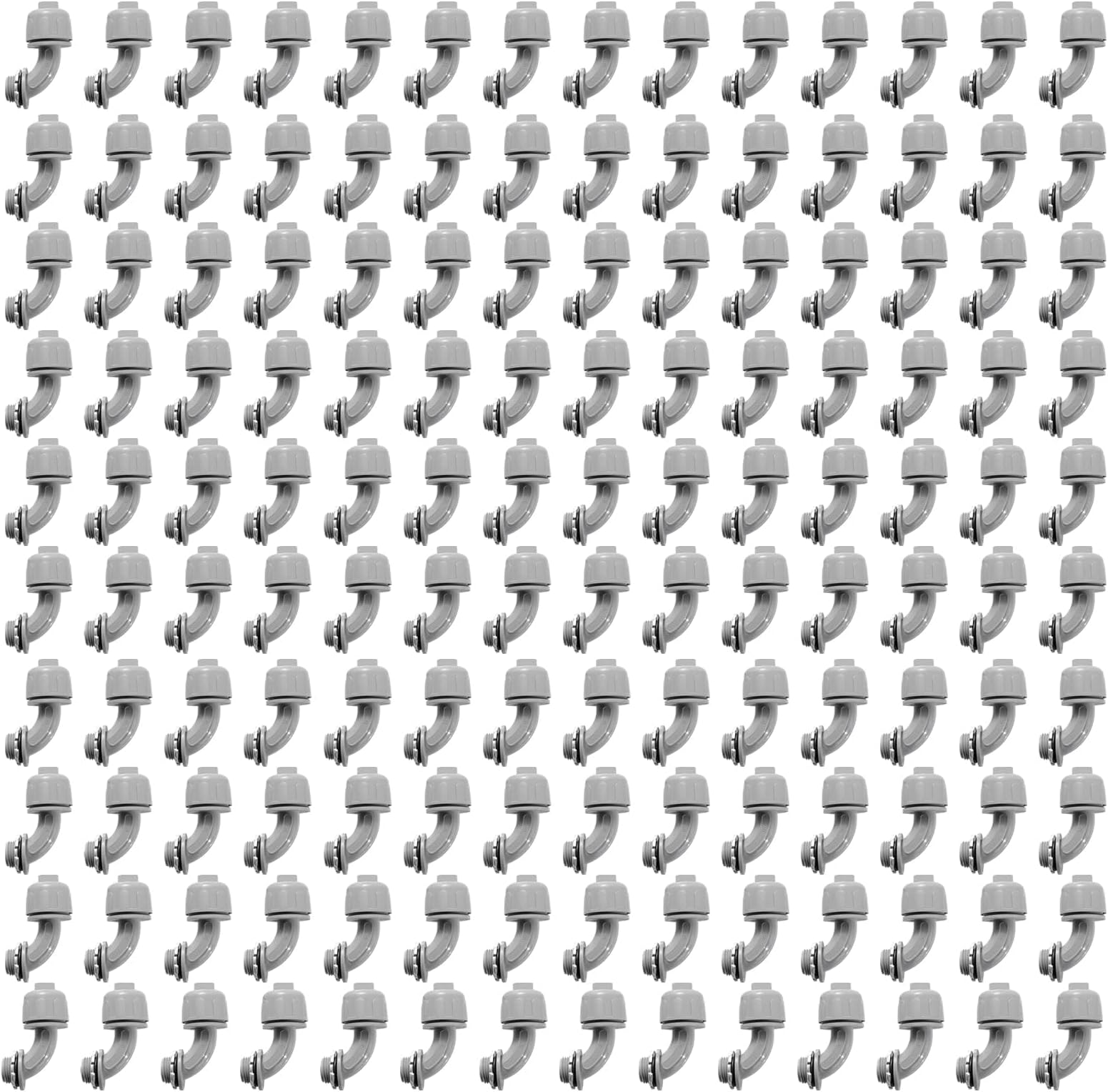 1/2-Inch Liquid Tight Connector 90-Degree, for PVC Electrical Flexible Conduit Fittings NPT Non-Metallic Connectors, for Home Outdoor Tubes Tools, UL Listed, Grey, 140-Pack