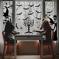 Vista 6 de Decoración de ventana de Halloween, silueta de ventana grande de Halloween, bruja aterradora de Halloween, calcomanías de Halloween para el hogar