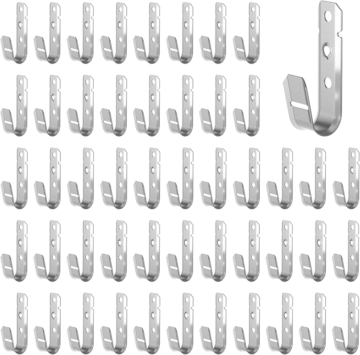 SHENLIU 50 Pack Cable Support J Hook, Heavy Duty Metal Cable Hooks for Hanging Wall Mount Galvanized j Hooks for Wire Management