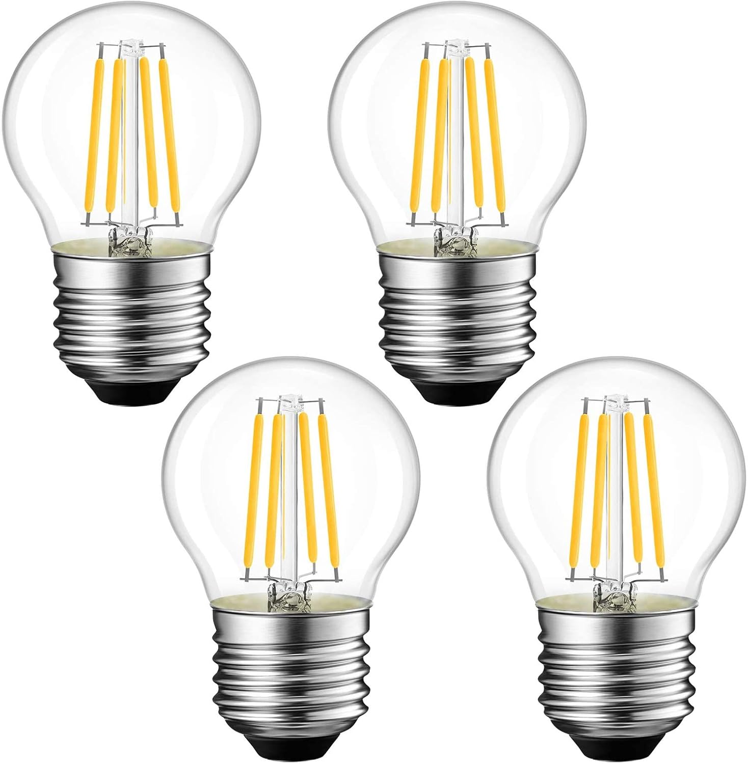 Dimmable G45 Vintage Edison LED Bulbs, E26 Base, 4W (40W Equivalent) 2700K Warm White, 600LM, Clear Glass Filament Globe Bulb for Antique Pendant Lights & Home Decor,4 Pack