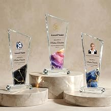 WOCOCN Personalized Gifts Custom Trophy Award Plaque,Premium Crystal PlaqueNot Acrylic ,7.8"3.1"Customized Trophy with Photo Logo Text for Employee Appreciation, Retirement, Corporate Recognition,Service& Thank You Gifts Part Marble