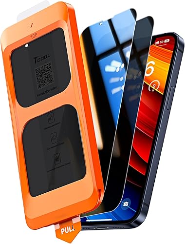 Miniatura 20 de TOCOL Protector de pantalla de privacidad para iPhone 15 9H+ dureza de vidrio templado cobertura completa Protector de pantalla fácil instalación 2