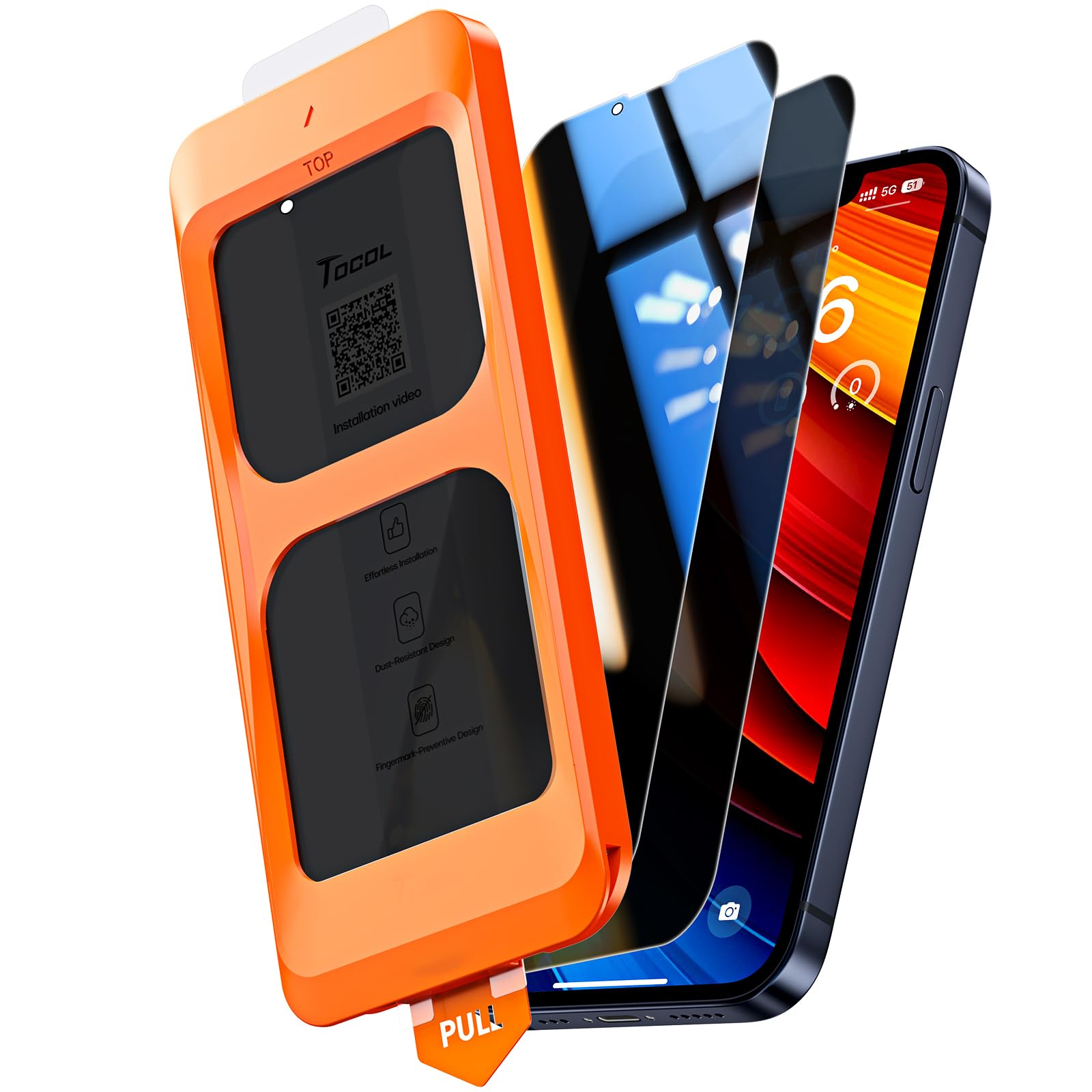 TOCOL Privacy Pellicola Protettiva per iPhone 12 Mini 5,4 Pollici, 25° Reali Anti-Spy, Rimozione Automatica Della Polvere, Copertura Completa, Senza Bolle, Durezza 9H, 2 Pezzi