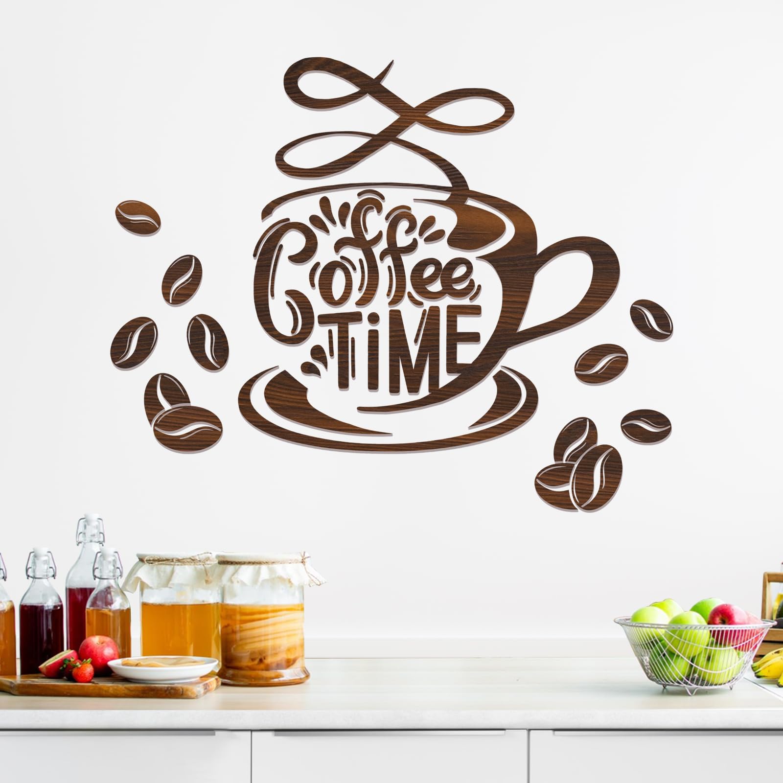 Décoration murale cuisine stickers grains de café et décoration tasse de thé pour restaurant