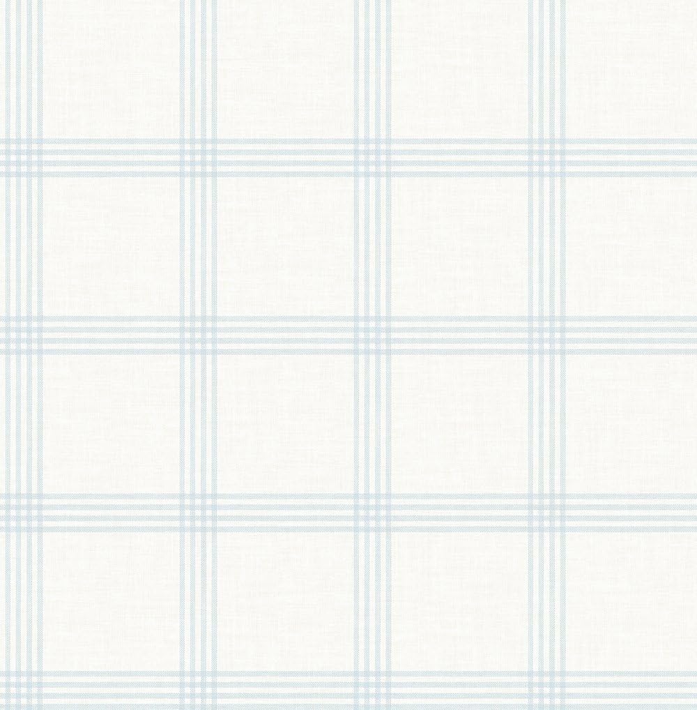Blue Chesapeake 3115-24475 Twain Plaid Wallpaper, Light Blue