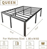 Vista 106 de Base de cama tamaño Queen de 12 pulgadas, no necesita somier, base de colchón de plataforma de metal resistente con listones de acero