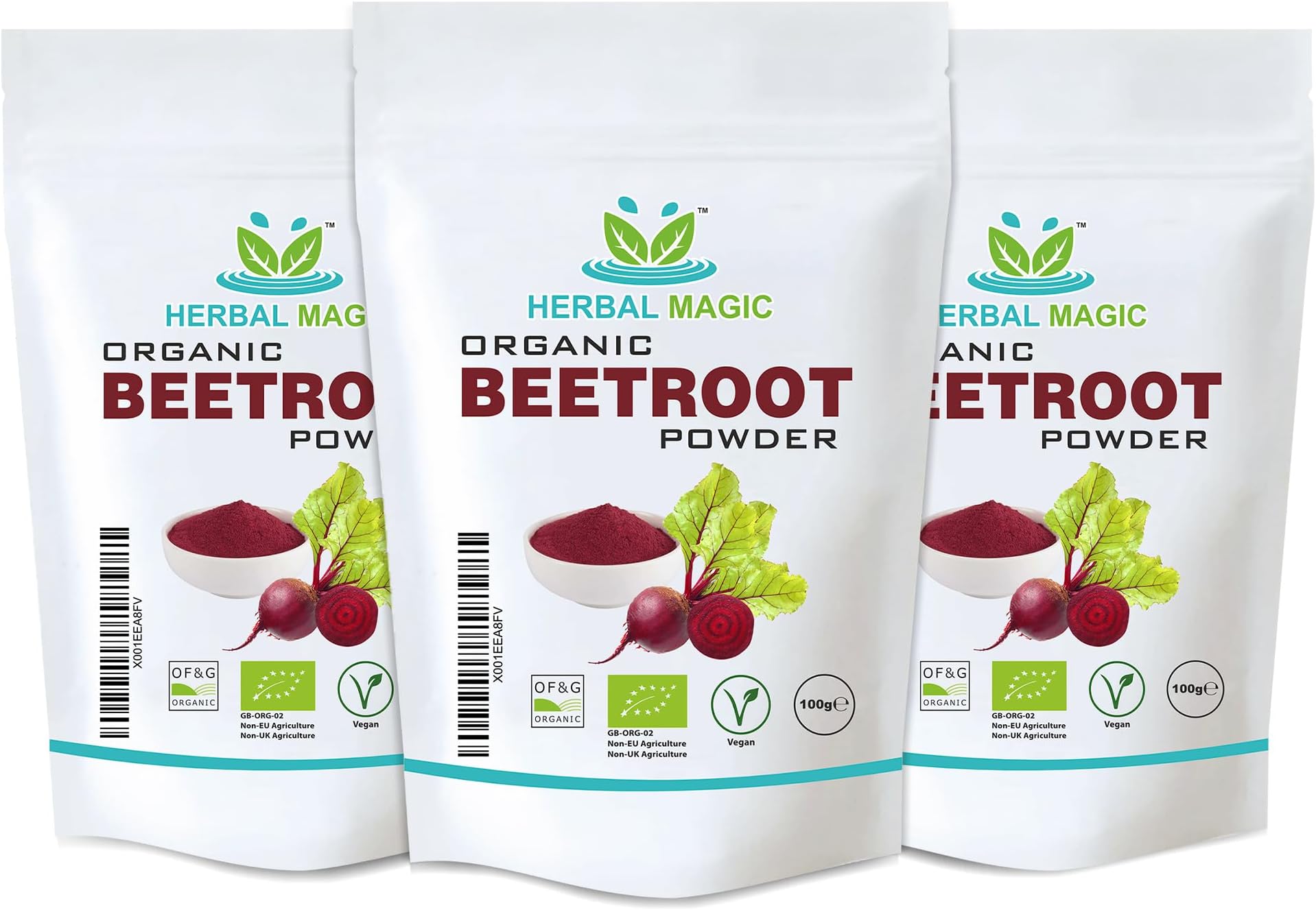 Herbal Magic's Organic Beet Root Powder - Sweet & Earthy - Ideal as a natural food colour and flavour to tandoori dishes,cakes Free from Fillers & Preservatives - OF&G UK Organic Certified 300g