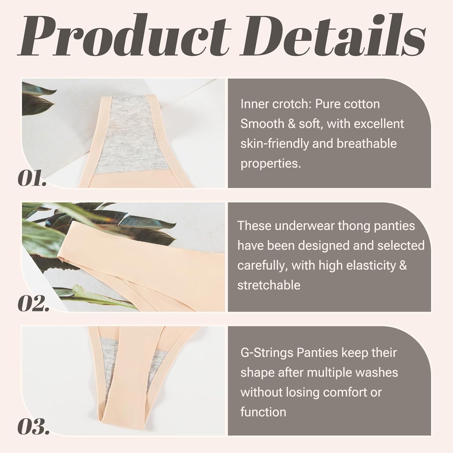 Women's Seamless Underwear Thong, Invisible G-Strings Panties Breathable T-Back Stretch Underwear for Women - Image 4