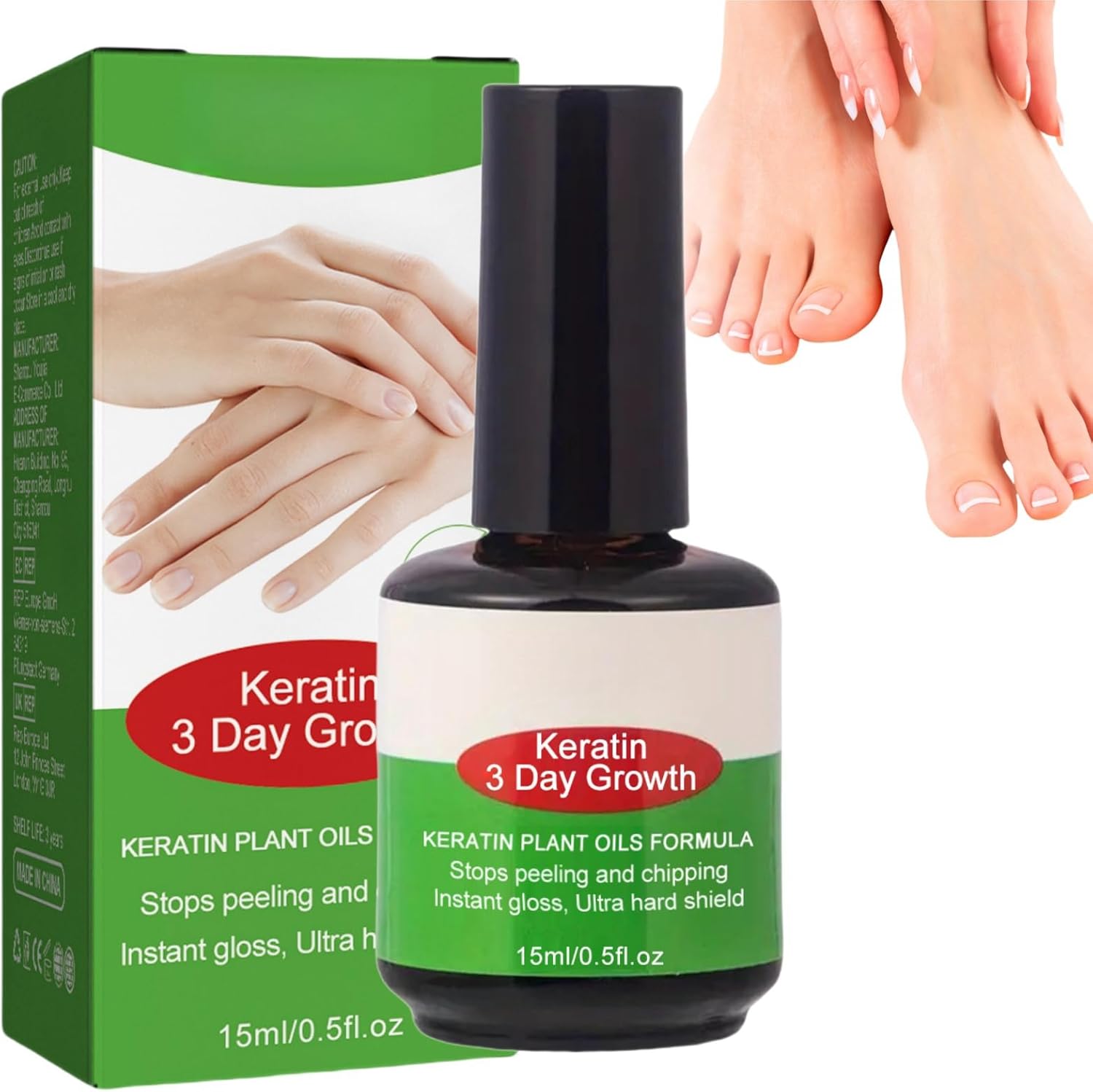 Keratin 3 Day Growth Nail Treatment,Nail Strengthener for Damaged Nails