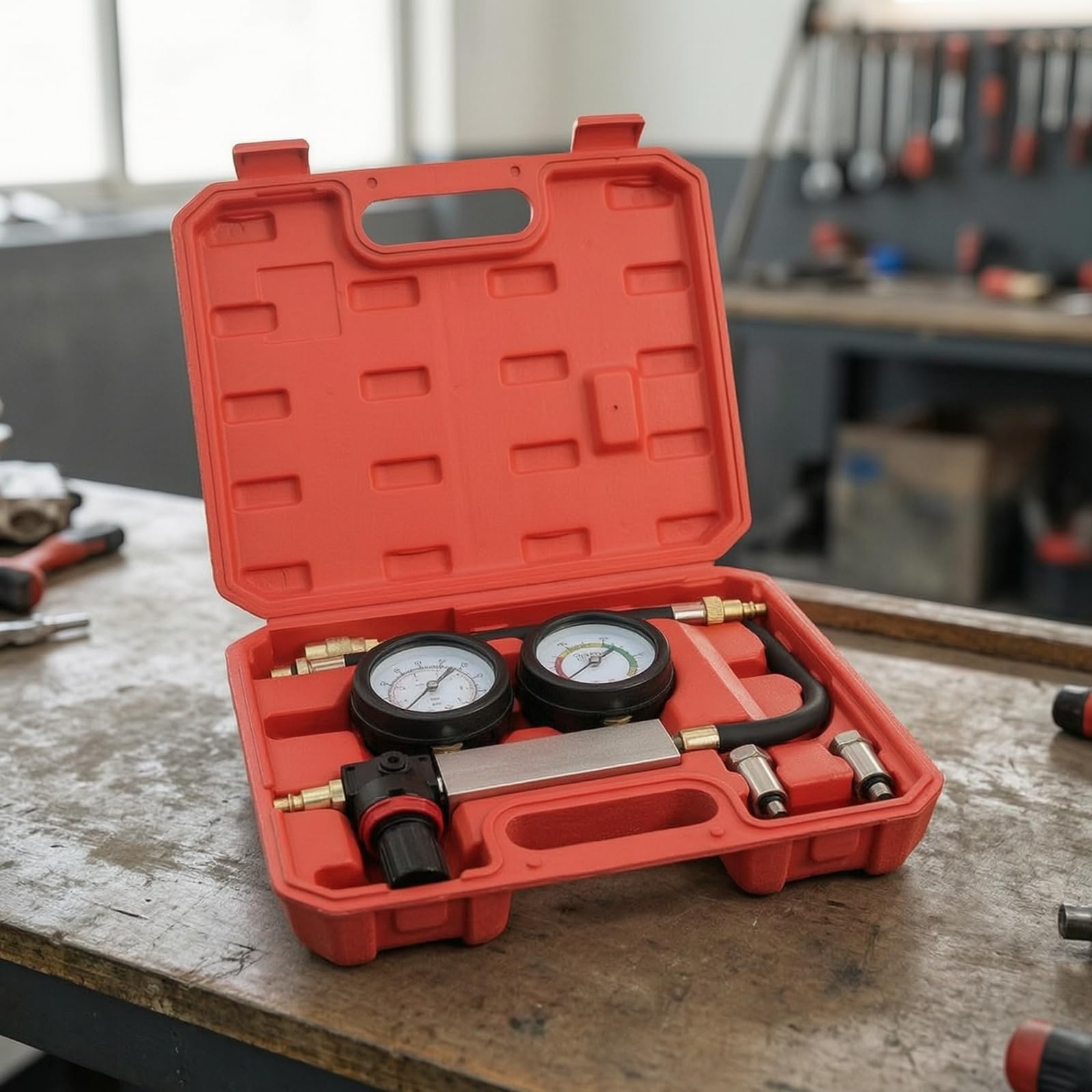 Qianly Tester Perdite Cilindri Portatile Kit Prova Compressione Motori Facile da Leggere Tester di Compressione per Autoriparazione