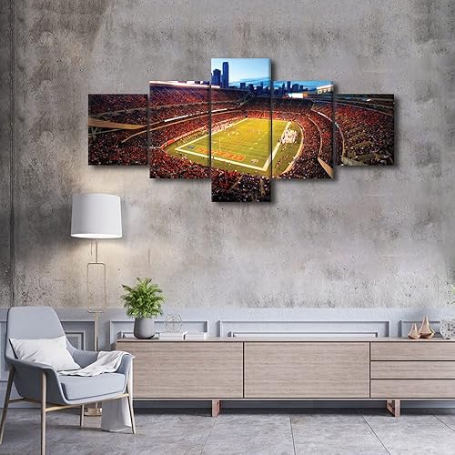 Vista 426 de Cuadros de estadios deportivos de fútbol americano de Minnesota, cuadros de vikingos, 5 paneles, lienzo para pared, arte de pared del estadio