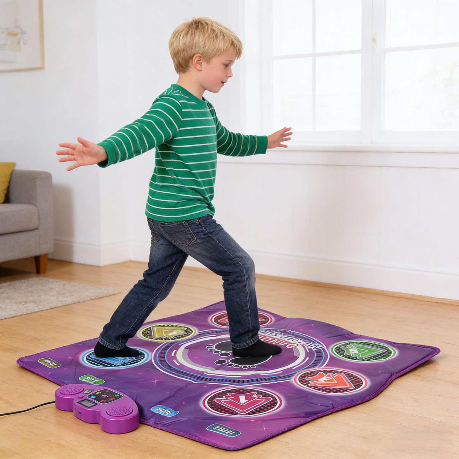 Bewinner Tappetino da Ballo Giocattolo per Bambini dai 3 Ai 12 Anni, Tappetino da Ballo Elettronico Wireless Bluetooth con 6 Pulsanti Illuminati, Volume Regolabile, Antiscivolo, Regalo di Compleanno