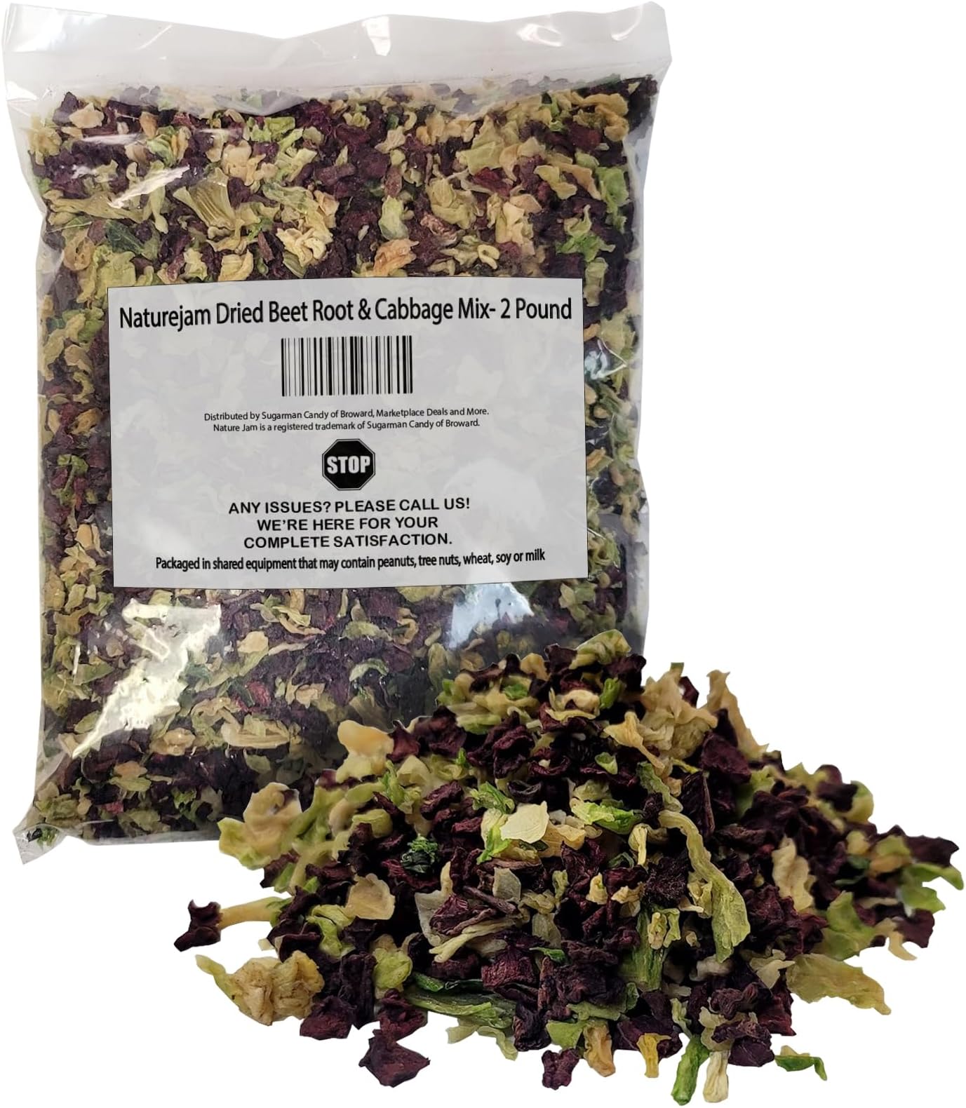 Naturejam Dried Beet Root & Cabbage Mix-2 Pound Bag-To Make Side Steamed Vegetables or Soups-Dehydrated 2 Ingredients Only