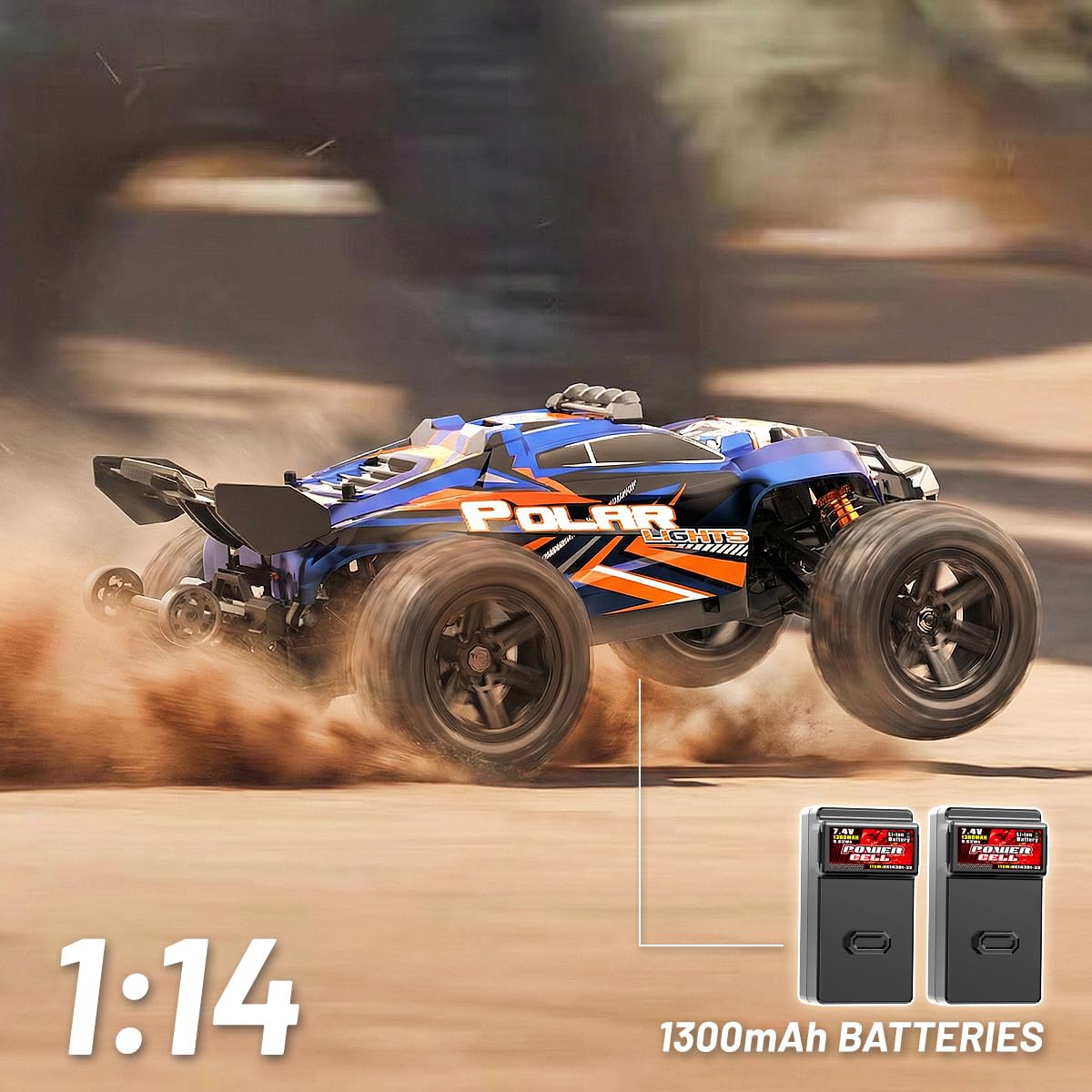 Cirmine Macchina Telecomandata Professionale 1:14 per Adulti e Ragazzi, Auto RC 4WD Off-Road 40 km/h Impermeabile Stile Racing Truck con 2 Batterie Ricaricabili 1300mAh e 2 Set di Pneumatici