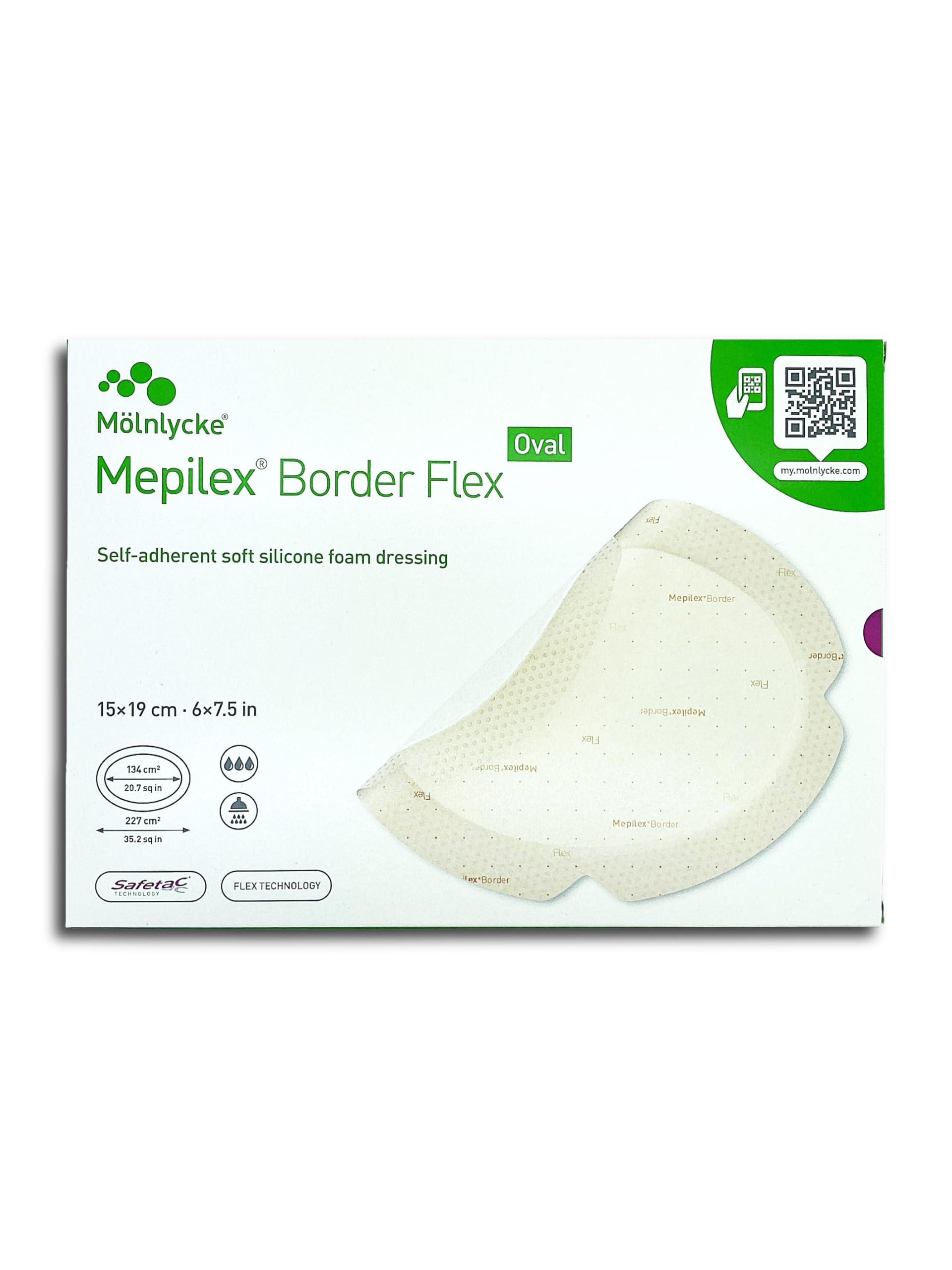 Mepilex Border Flex Oval 15x19cm, Silikonbeschichteter shaumverband, 5-pack