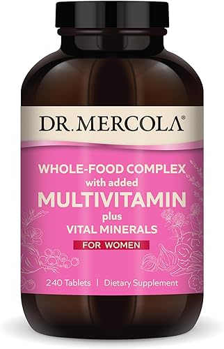 Dr. Mercola Complejo de alimentos integrales con multivitamínico añadido más minerales vitales para mujeres, 30 porciones (240 tabletas), suplemento