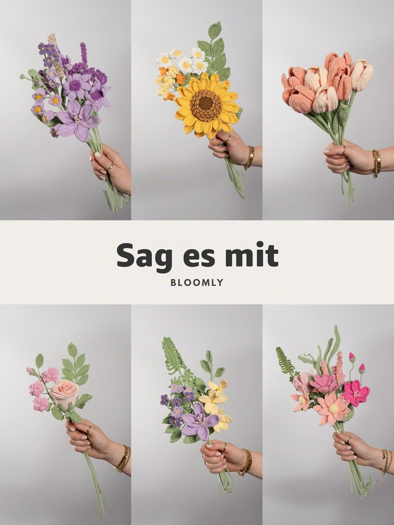 Häkelblumenstrauß Sunflower, gehäkelter Blumen-Strauß | Handmade crochet flowers, Blumenarrangement, als Geschenk für Freundin oder Mutter zum Muttertag