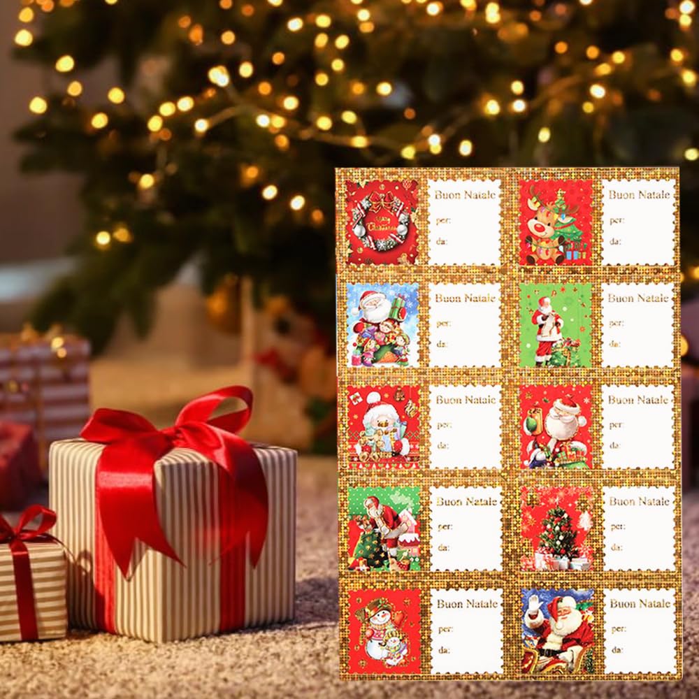 120 Adesivi Natalizi Per Regali - Etichette Decorative Con Babbo Natale, Alberi E Pupazzi Di Neve - Foto 14