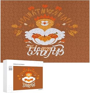 Thanksgiving Day 300 Pieces Wooden Puzzles for Adults 15 X 20.5in | Unique Colorful Wood Jigsaw Puzzle, Challenging Brain Teaser, Home Wall Decor, Birthday Gifts for Family