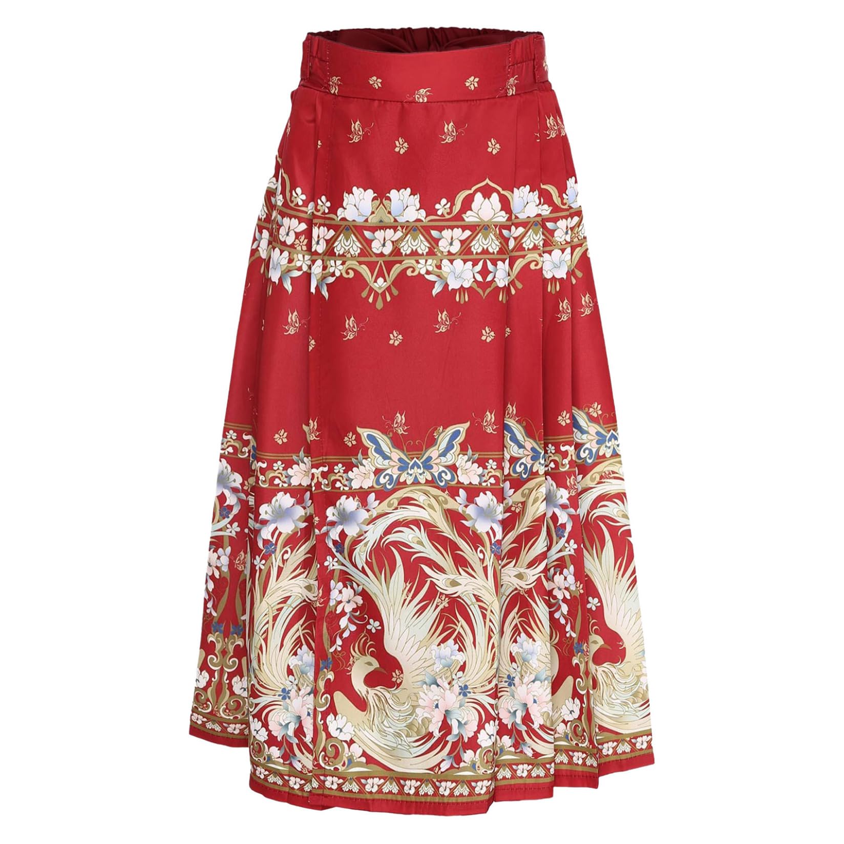 Runhomal Maxi Gonna a Pieghe per Bambina Costume Hanfu Cavallo Viso Gonna Cinese Tradizionale Danza