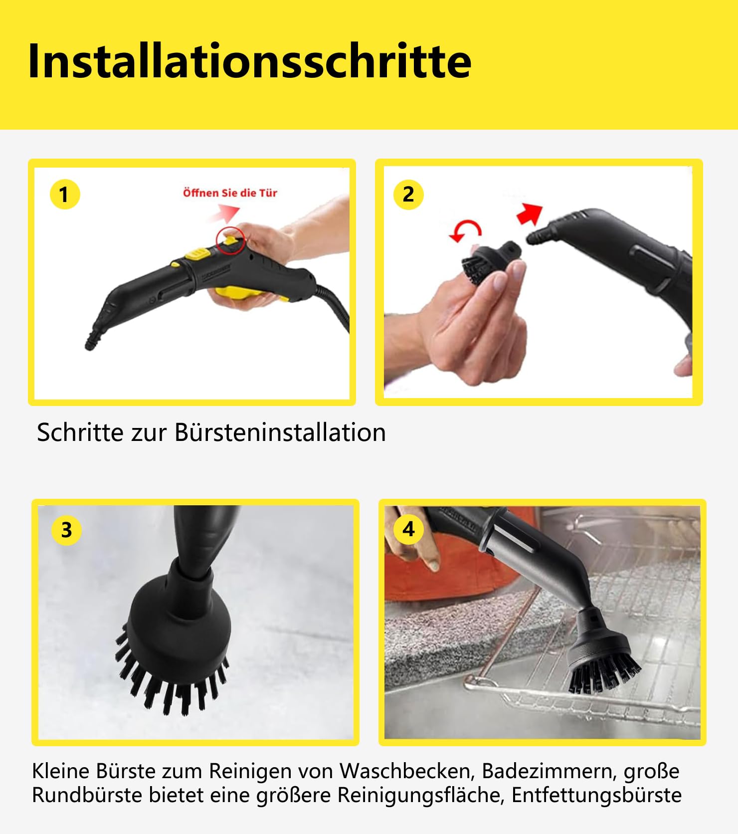 13 pezzi per pulitore a vapore Kärcher sc1 sc2 sc3 sc4 sc5 accessori,compatibile accessori Kärcher SC5 SC3 SC1 SC4 SC2 ugello allungato, ugello curvo, spazzola rotonda, spazzola in ottone