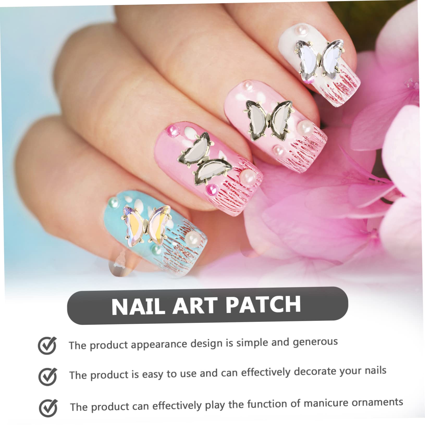 Healeved 160pezzi Charm Per Unghie Forma Di Farfalla Decorazioni Per Nail Art Glamour e Creative Adatte Per Manicure Professionale e Fai Da Te