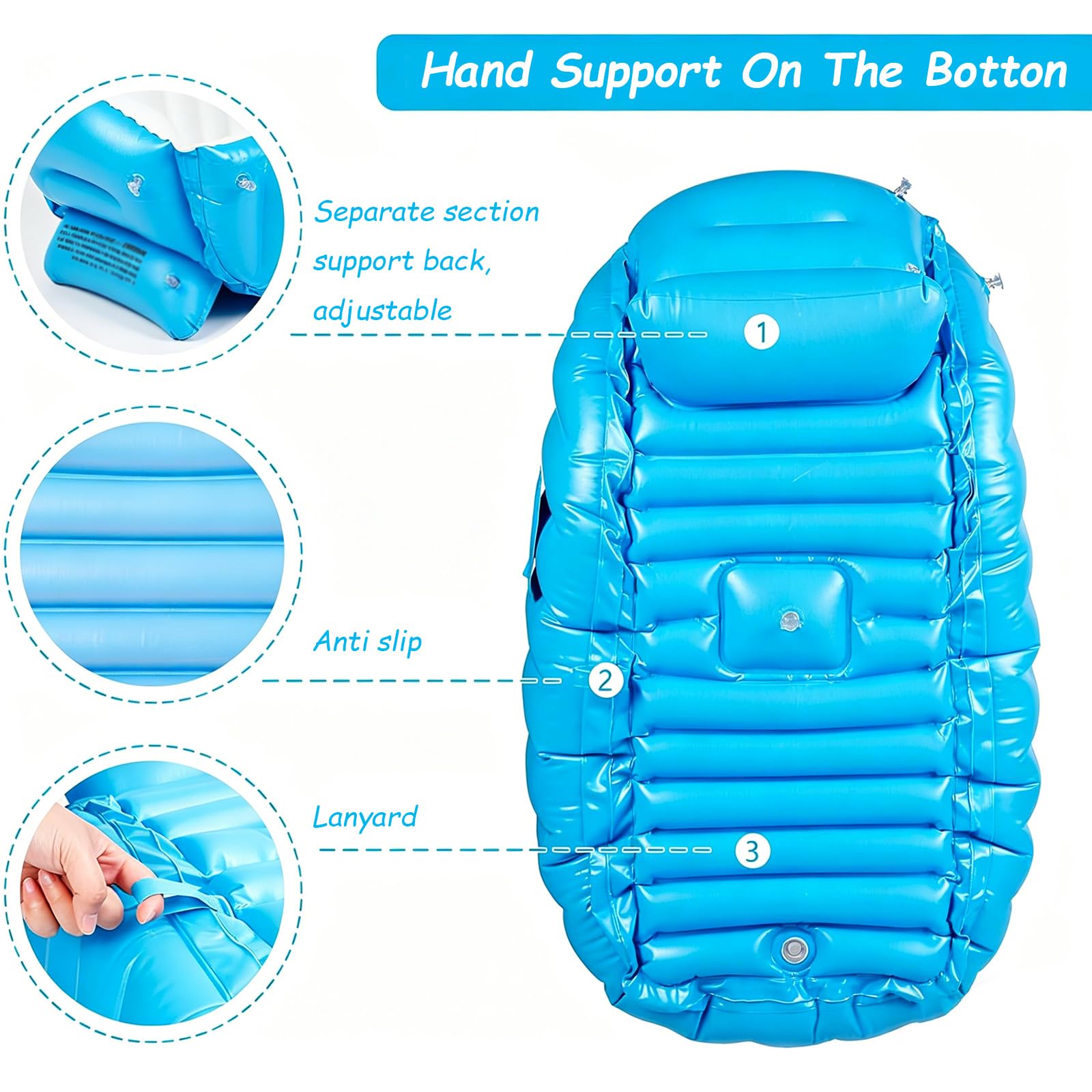 BañEra Inflable,PortáTil De Viaje para BebéS Y NiñOs PequeñOs,con Bomba Aire,Un Imprescindible El BañO,DiseñO Plegable Un FáCil Almacenamiento, ReciéN Nacidos hasta(64 * 98 * 28cm,Blue)