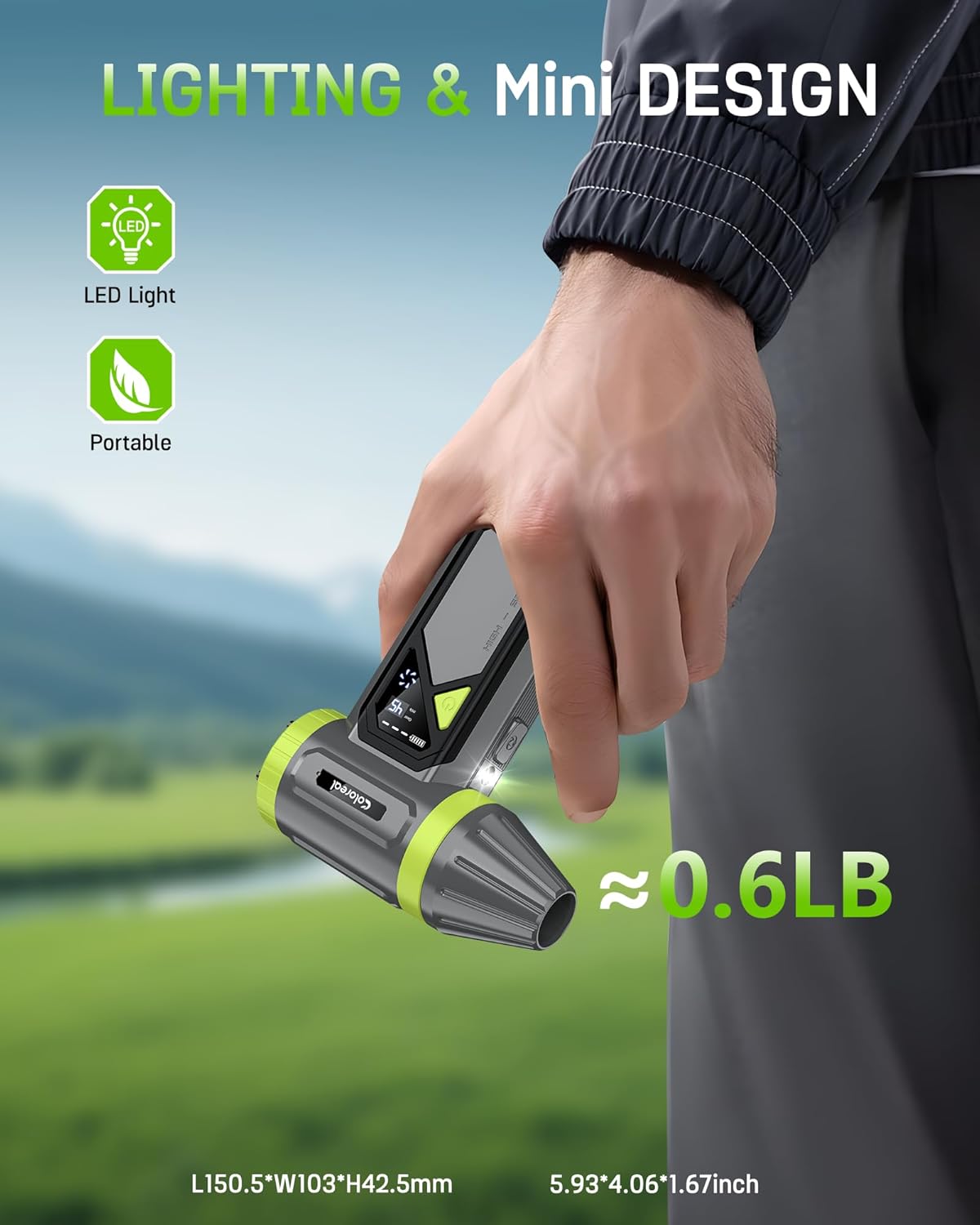 Compressed Air Duster-150000RPM Powerful Cordless Electric Air Duster, Rechargeable & 3-Gear Adjustable Mini Air Blower with LED Light, Dust Blower for Computer, Keyboard, Outdoor, House and Car