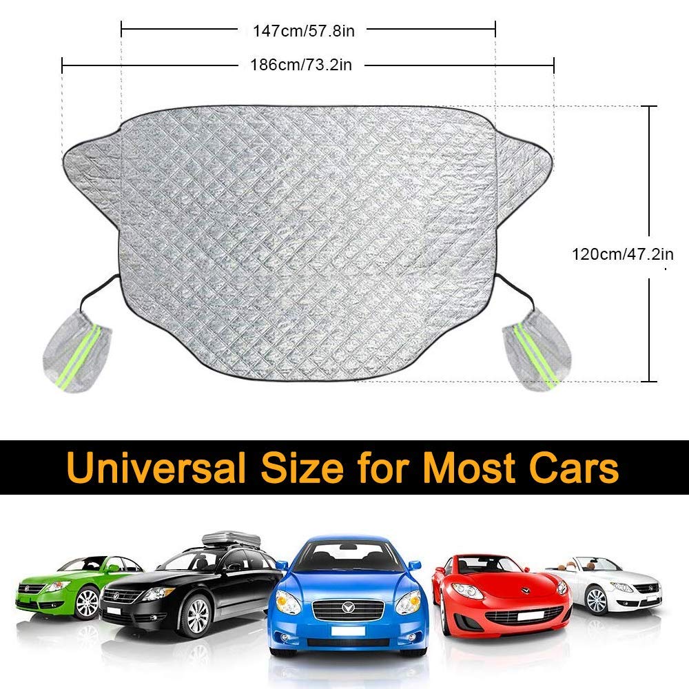 OPAMOO Protezione Parabrezza Copertura Parabrezza Auto Antighiaccio Antigelo Telo Copri Parabrezza Antipioggia Copertura Protezione per Parabrezza per la Maggior Parte dei Veicoli - 145 x 120cm